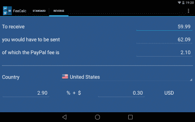 Screenshot of the application FeeCalc (for PayPal) - #7