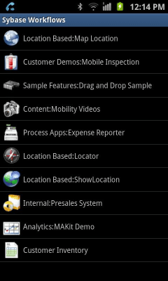 Screenshot of the application Sybase Mobile Workflow - #1