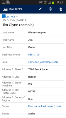 Screenshot of the application Dynamics CRM for phones - #4