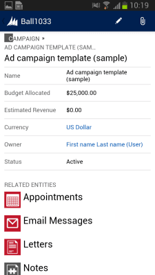 Screenshot of the application Dynamics CRM for phones - #5