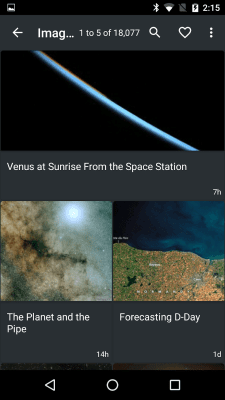 Screenshot of the application NASA App - #2