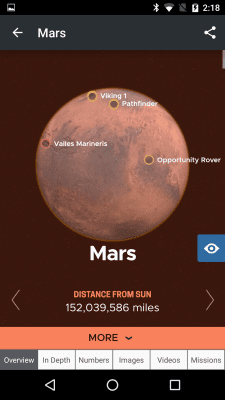 Screenshot of the application NASA App - #7