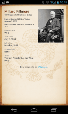 Screenshot of the application U.S. Presidents - #2