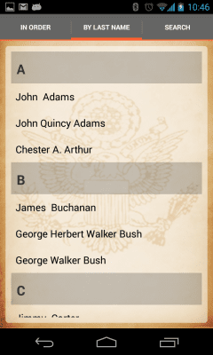 Screenshot of the application U.S. Presidents - #6
