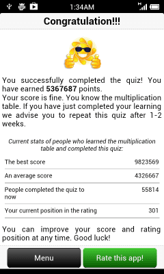 Screenshot of the application Multiplication Table by MyIntelligentKids - #4