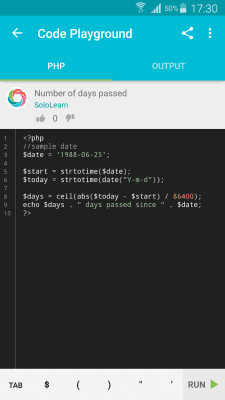 Screenshot of the application Learn PHP - #4