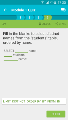 Screenshot of the application Learning SQL - #4