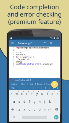 Screenshot of the application Pydroid 3 - Educational IDE for Python 3 - #5
