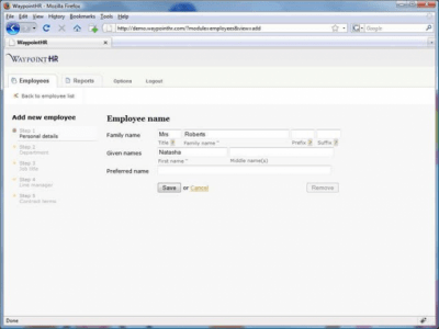 Screenshot of the application WaypointHR - #4