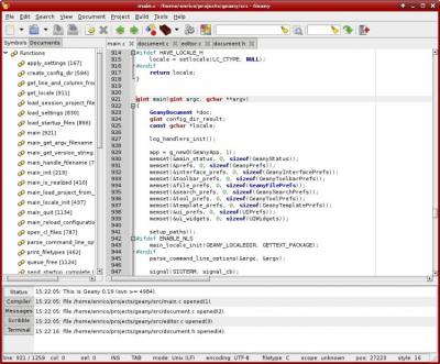 Screenshot of the application Geany - #1