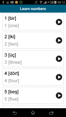 Screenshot of the application Turkish 50 Languages - #5