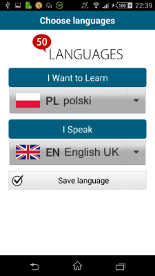 Screenshot of the application Polish 50 languages - #1