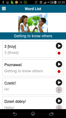 Screenshot of the application Polish 50 languages - #3