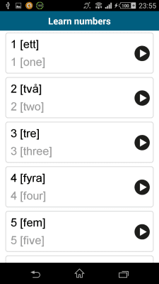 Screenshot of the application Swedish 50 languages - #5