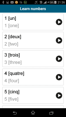 Screenshot of the application French 50 languages - #6