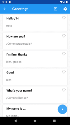 Screenshot of the application Learn Spanish Phrasebook - #2
