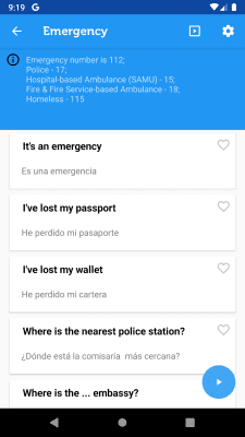 Screenshot of the application Learn Spanish Phrasebook - #6