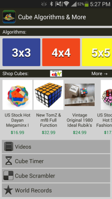 Screenshot of the application Rubik's Cube Algorithms and More - #1