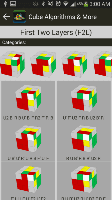 Screenshot of the application Rubik's Cube Algorithms and More - #2