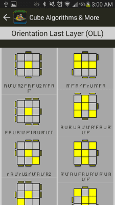 Screenshot of the application Rubik's Cube Algorithms and More - #3