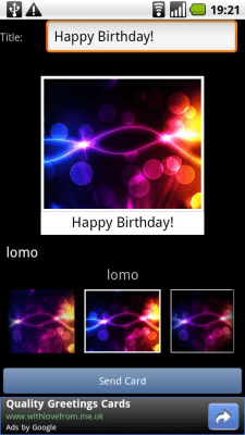 Screenshot of the application Greeting Cards - #1