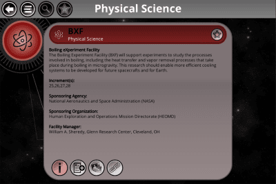 Screenshot of the application Space Station Research Xplorer - #4