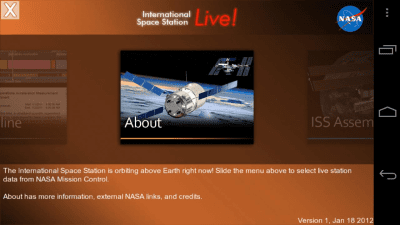 Screenshot of the application ISSLive - #4