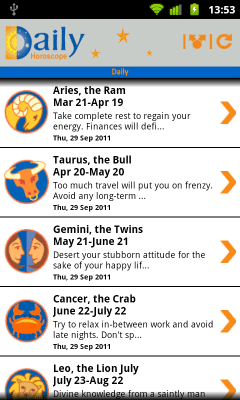 Screenshot of the application Daily-Horoscope - #2