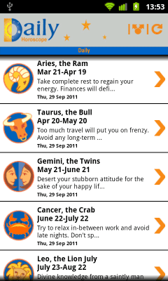 Screenshot of the application Daily-Horoscope - #5