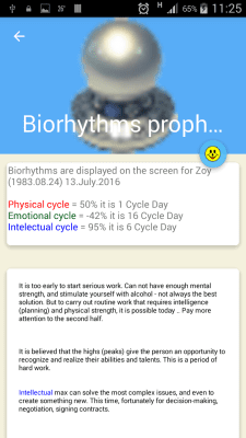Screenshot of the application Biorhythms prognosis compatibility - #3