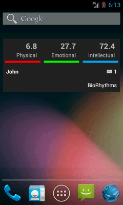 Screenshot of the application BioRhythms - #6
