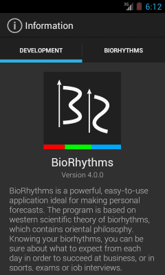 Screenshot of the application BioRhythms - #7