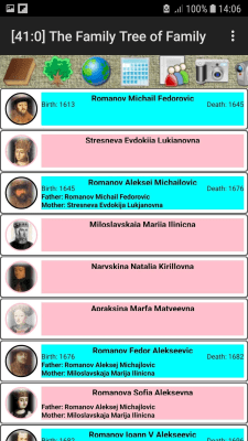 Screenshot of the application Genealogical family tree - #1