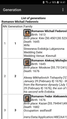 Screenshot of the application Genealogical family tree - #8