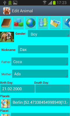 Screenshot of the application Animal Pedigree (Android) - #2
