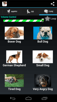 Screenshot of the application Dog Sounds - #1