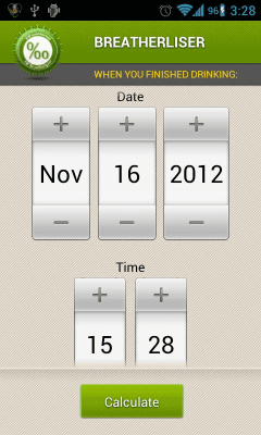Screenshot of the application Breathalyzer - #6