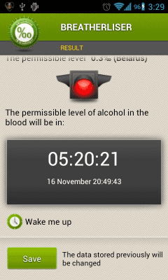 Screenshot of the application Breathalyzer - #8