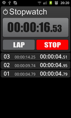 Screenshot of the application Mobile Essentials Stopwatch - #2