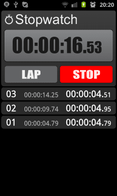 Screenshot of the application Mobile Essentials Stopwatch - #6