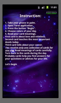 Screenshot of the application Tarot Reading - #6