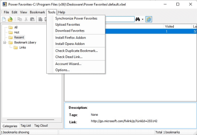 Screenshot of the application Power Favorites - #4