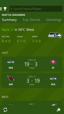 Screenshot of the application MSN Sports - points and statistics - #5
