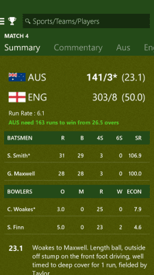 Screenshot of the application MSN Sports - points and statistics - #7