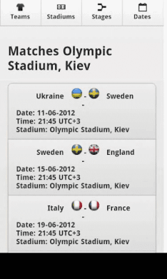 Screenshot of the application UEFA EURO 2012 Calendar of Games - #5