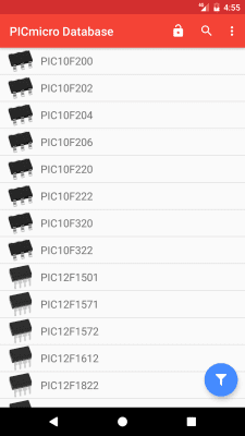 Screenshot of the application PICmicro Database - #1