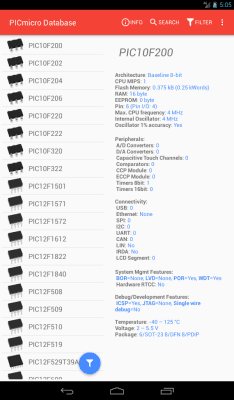 Screenshot of the application PICmicro Database - #6