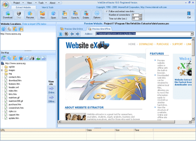 Screenshot of the application Website Extractor - #1