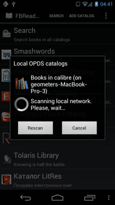 Screenshot of the application FBReader local OPDS scanner - #1