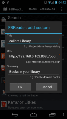 Screenshot of the application FBReader local OPDS scanner - #2